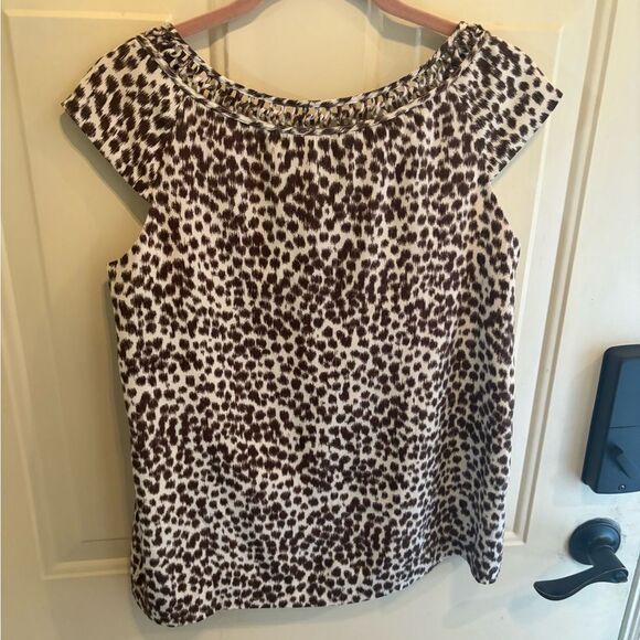Kate Spade Brown and White Smocked Blouse - Picture 3 of 6